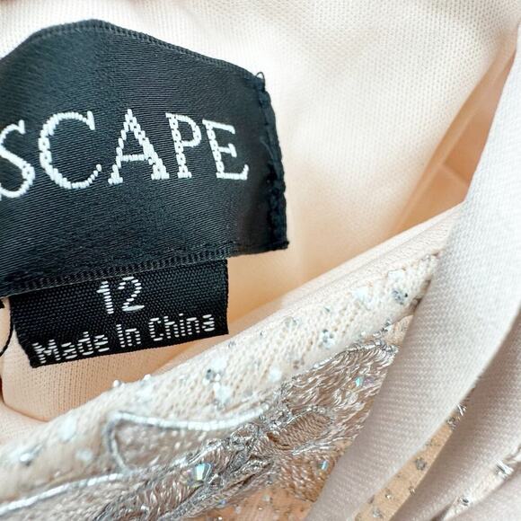 XSCAPE Embellished & Embroidered Romantic Gown Sleeveless Nude Size 12 NWT - Picture 12 of 13